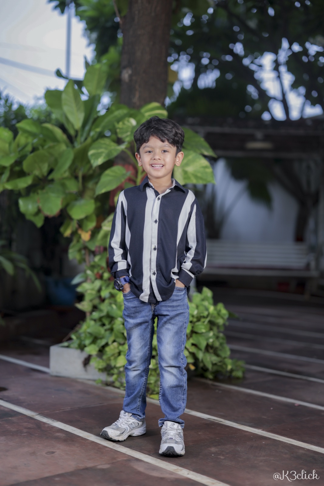 Navy striped shirt with jeans